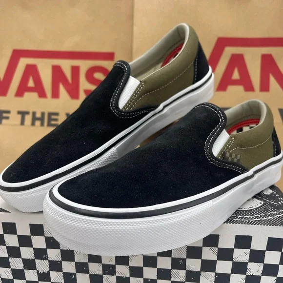 Vans Men’s Skate Slip-OnBlack Olive Sneakers VN0A5FCAB1V
